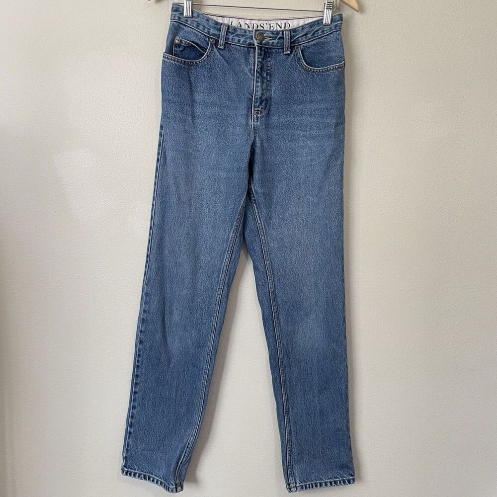 Vintage Lands' End Mom Jeans Classic Tapered Leg High Rise Denim Pants Womens 4